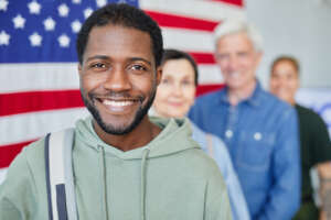 american citizens with flag for ptsd awareness
